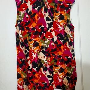 Floral Cable & Gauge sleeveless turtleneck